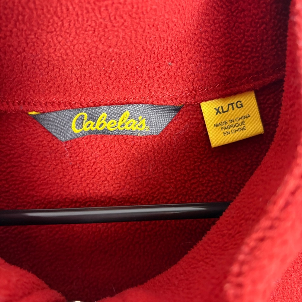 Cabelas Mens Polartec Fleece Jacket Red Full Zip Chest Pocket XL Outdoor Hiking - Picture 4 of 10